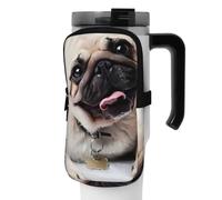 DEHIWI Borsa per bottiglia d'acqua Cool Pug Dog impermeabile con scomparto con cerniera Borsa per bottiglia d'acqua da palestra Accessori per uomo donna, Nero , S