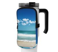 DEHIWI Borsa per bottiglia d'acqua da spiaggia con nuvole bianche impermeabile con scomparto con cerniera borsa per bottiglia d'acqua da palestra accessori per uomo donna, Nero , S
