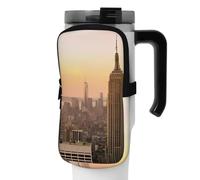 DEHIWI Borsa per bottiglia d'acqua Empire State Building, impermeabile, con scomparto con cerniera, accessorio per uomo e donna, Nero , M