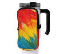 DEHIWI Borsa per bottiglia d'acqua fantastica piuma di pappagallo impermeabile con scomparto con cerniera borsa per bottiglia d'acqua da palestra accessori per uomo donna, Nero , S