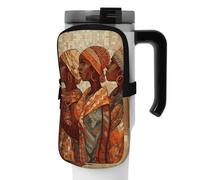DEHIWI Borsa per bottiglia d'acqua in ceramica etnica africana impermeabile con scomparto con cerniera borsa per bottiglia d'acqua da palestra accessori per uomini donne, Nero , M