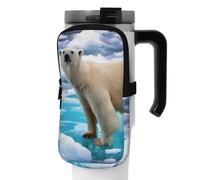 DEHIWI Borsa per bottiglia d'acqua Polar Bear Ice Impermeabile Bere Tumbler Pouch Con Scomparto Cerniera Borsa Bottiglia di Acqua Palestra Accessori Per Uomo Donna, Nero , S
