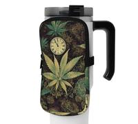 DEHIWI Borsa per bottiglia d'acqua Un Puff In Time Weed Marijuana impermeabile con scomparto con cerniera Borsa per bottiglia d'acqua da palestra Accessori per uomo donna, Nero , S