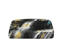 DEHIWI Cascata astratta paesaggio matita matita caso impermeabile matita sacchetto di cuoio sacchetto di viaggio Comestic borsa di immagazzinaggio del sacchetto della penna per il lavoro ufficio