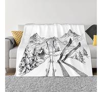 DEHIWI Coperta a tema sci, ultra morbida, accogliente, calda, in pile di flanella, leggera, per letto, divano, sedia, soggiorno, tutte le stagioni, 127 x 101 cm