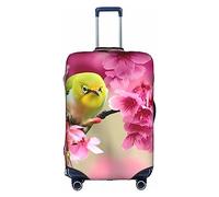 Dehiwi Copertura per bagagli da viaggio antipolvere con uccellino in pesco con chiusura a cerniera, adatta per bagagli da 45,7 a 81,7 cm, bianco, L