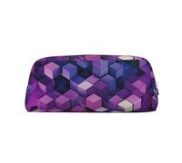 DEHIWI Cubi di colore astratto viola matita penna caso impermeabile in pelle matita sacchetto viaggio Comestic Bag Storage Bag portapenne per il lavoro ufficio trucco, Argento, Taglia unica