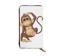 DEHIWI Cute Monkey - Portafoglio lungo da donna, in pelle, con cerniera, da viaggio, porta carte di credito, Nero , Taglia unica