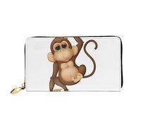DEHIWI Cute Monkey - Portafoglio lungo da donna, in pelle, con cerniera, da viaggio, porta carte di credito, Nero , Taglia unica