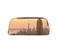Dehiwi Empire State Building, astuccio portapenne in pelle impermeabile, grazioso astuccio da viaggio per cosmetici, organizer portapenne per trucco da ufficio, Argento, Taglia unica, Organizer per