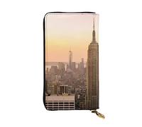DEHIWI Empire State Building - Portafoglio lungo da donna, in pelle, con cerniera, da viaggio, porta carte di credito, Nero , Taglia unica