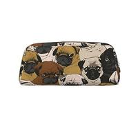 DEHIWI Imagen De Pug Astuccio portapenne in pelle impermeabile astuccio da viaggio borsa portaoggetti portapenne per lavoro ufficio trucco, Oro, Taglia unica