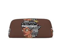 DEHIWI Melanin - Astuccio per matite da donna, in stile afro, impermeabile, in pelle, da viaggio, per cosmetici, penne, ufficio, lavoro, Argento, Taglia unica