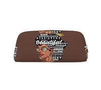 DEHIWI Melanin - Astuccio per matite da donna, in stile afro, impermeabile, in pelle, da viaggio, per cosmetici, penne, ufficio, lavoro, Oro, Taglia unica