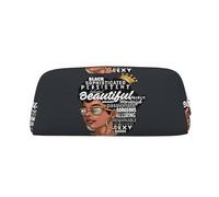 Dehiwi Melanin - Astuccio per matite da donna, stile afro, impermeabile, in pelle, astuccio da viaggio per cosmetici, organizer per penne e trucchi da ufficio, Argento, Taglia unica, Organizer per