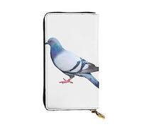 DEHIWI Pigeon - Portafoglio lungo da donna, in pelle, con cerniera, da viaggio, porta carte di credito, Nero , Taglia unica