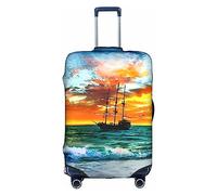 Dehiwi Pirate Ship In The Sunset - Copertura per valigie da viaggio, antipolvere, con chiusura a cerniera, adatta per bagagli da 45,7 a 81,7 cm, bianco, XL