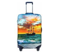 DEHIWI Pirate Ship In The Sunset - Copertura per valigie da viaggio, antipolvere, con chiusura a cerniera, adatta per bagagli da 45,7 a 81,7 cm, Nero , XL