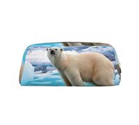 Dehiwi Polar Bear Ice Pencil Astuccio impermeabile carino in pelle astuccio da viaggio cosmetici borsa organizer portapenne per ufficio trucco, Argento, Taglia unica, Organizer per borse