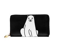 DEHIWI Polar Bear - Portafoglio lungo da donna, in pelle, con cerniera, da viaggio, porta carte di credito, Nero , Taglia unica