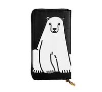 DEHIWI Polar Bear - Portafoglio lungo da donna, in pelle, con cerniera, da viaggio, porta carte di credito, Nero , Taglia unica