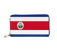 DEHIWI Portafoglio lungo da donna in pelle con bandiera del Costa Rica, con cerniera, da viaggio, porta carte di credito, Nero , Taglia unica