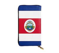 DEHIWI Portafoglio lungo da donna in pelle con bandiera del Costa Rica, con cerniera, da viaggio, porta carte di credito, Nero , Taglia unica