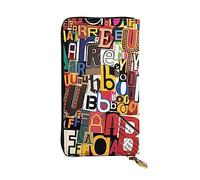 DEHIWI Portafoglio lungo da donna in pelle con lettera e numero, con cerniera intorno, pochette da viaggio con porta carte di credito, Nero , Taglia unica