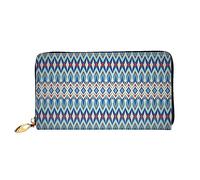 DEHIWI Portafoglio lungo da donna in pelle con motivo a rombi, pochette da viaggio e porta carte di credito, Nero , Taglia unica