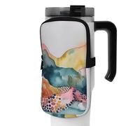 DEHIWI Sacchetto della bottiglia di acqua astratto acquerello impermeabile bere Tumbler Pouch con scomparto cerniera palestra bottiglia d'acqua borsa accessori per uomo donna, Nero , S