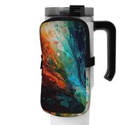 DEHIWI Sacchetto della bottiglia di acqua astratto impermeabile bere Tumbler Pouch con cerniera scomparto palestra bottiglia d'acqua borsa accessori per uomo donna, Nero , S
