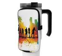 DEHIWI Sacchetto della bottiglia di acqua astratto Persone Impermeabile Bere Tumbler Pouch Con Cerniera Scomparto Palestra Bottiglia di Acqua Borsa Accessori Per Uomo Donna, Nero , M