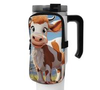 DEHIWI Sacchetto della bottiglia di acqua del fumetto sveglio della mucca impermeabile bere Tumbler Pouch con scomparto con cerniera palestra bottiglia d'acqua borsa accessori per uomini donne, Nero ,