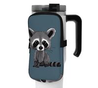 DEHIWI Sacchetto della bottiglia di acqua del fumetto sveglio procione impermeabile bere Tumbler Pouch con scomparto con cerniera palestra bottiglia d'acqua borsa accessori per uomini donne, Nero , S