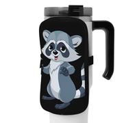 DEHIWI Sacchetto della bottiglia di acqua sveglio procione impermeabile bere Tumbler Pouch con scomparto con cerniera palestra bottiglia d'acqua borsa accessori per uomini donne, Nero , M