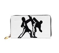 DEHIWI Taekwondo, portafoglio lungo da donna, in pelle, con cerniera, pochette da viaggio con porta carte di credito, Nero , Taglia unica