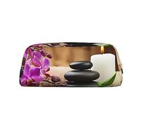 DEHIWI Zen Stone Astuccio portapenne impermeabile carino in pelle astuccio da viaggio cosmetici borsa organizer portapenne per trucco ufficio, Argento, Taglia unica, Da viaggio