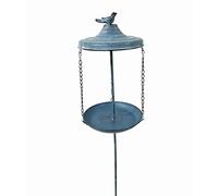 Dehner 4324562 Natura - Distributore di mangime per uccelli selvatici Negev con picchetto, Ø 21,5 cm, altezza 101 cm, in metallo, colore: blu scuro