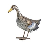 Dehner Anatra, decorazione da giardino resistente al gelo, articolo decorativo per interni ed esterni, ca. 43 x 37 x 16 cm, metallo, argento/marrone