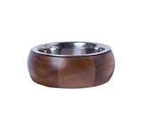 Dehner Ciotola per cani, Ø 18,7 cm, altezza 7,6 cm, in legno/acciaio inox, marrone