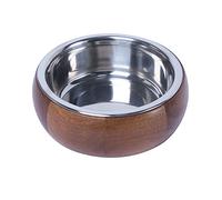 Dehner Ciotola per cani, diametro 23 cm, altezza 7,8 cm, in legno/acciaio inox, marrone