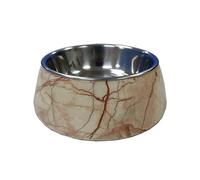 Dehner Ciotola per cani, volume 160 ml, Ø 14 cm, altezza 4,3 cm, melamina, effetto marmo