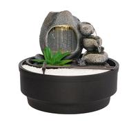 Dehner Fontana da interni Korali, fontana da interni, con illuminazione a LED, altezza ca. 21 cm, diametro ca. 21 cm, poliresina, grigio