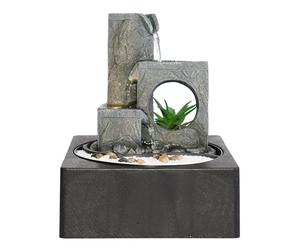 Dehner Fontana da interni Mana, fontana da interni, con illuminazione a LED, ca. 23 x 27 x 23 cm, poliresina, grigio