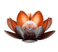 Dehner Lampada Solare Lotus, Ø 27,5 cm, Altezza 12 cm, Metallo, Argento/Rosso