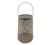 Dehner Lanterna solare Olea, diametro 20 x altezza 32 cm, luce LED da giardino, luce bianca calda, funzionamento solare, sensore crepuscolare, metallo e plastica, marrone