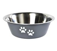Dehner Lieblinge Paw - Ciotola per cani e gatti, ca. 8 x 17 x 23,5 cm, 2020 ml, in acciaio inox, colore: Grigio