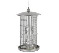 Dehner - Mangiatoia per Uccelli Selvatici, Diametro 22 cm, Altezza 36,5 cm, in Metallo, Colore Argento