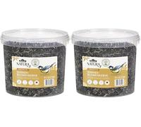 Dehner Natura Premium mangime per uccelli selvatici, semi di girasole non decorticati, Mangime integrativo per tutto l'anno, Cibi grassi per cinciallegre, fringuelli e passeri, nel secchiello, 5 kg