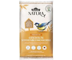 Dehner Natura Premium mangime per Uccelli, Semi di Girasole Non decorticati, Mangime integrativo per Alimentazione Tutto L'Anno, Cibi Grassi per cinciallegre, fringuelli e passeri, 5 kg